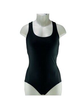 Nike Womens Black One-Piece Swimsuit With Crisscross Back And Perforated Side Pa